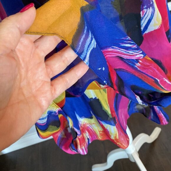 DVF Diane von Furstenberg "Belleview" Plunge Neck Sleeveless Silk Dress - Picture 6 of 9